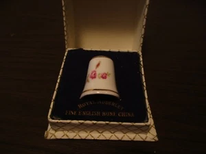 Vintage Royal Adderley Bone China Pink Rose Flower Sewing Thimble Made England - Picture 1 of 6