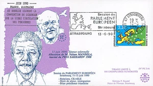 PE214T1 FDC Parlement européen "Visite Nelson MANDELA, Afrique du Sud" 06-1990 - Imagen 1 de 1