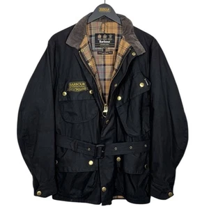 Barbour International 75th Anniversary Wax Jacket Mens 38 S/M Black Belted A7 - Picture 1 of 19