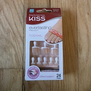 Kiss Everlasting French Toenail 24 Nägel 53245 EFT02 SHORT Länge Neu - Bild 1 von 2