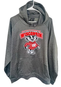 University of Wisconsin Badgers Hoodie Sweatshirt Gray/Red Size XL - Picture 1 of 7