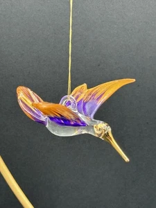 Colibrí de Vidrio Colgante Adorno Decoración Púrpura/Naranja Oro Acento - Imagen 1 de 6