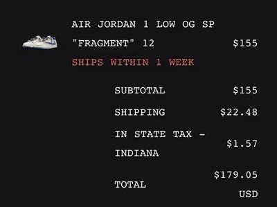 Travis Scott Fragment 2.0 Air Jordan 1 Low Men Size 12 ORDER CONFIRMED - Image 1 of 4
