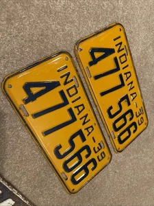 Indiana Pair of License Plate 1939  477 566  original paint Super Nice - Picture 1 of 5
