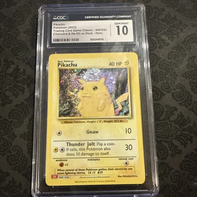 Pikachu 008/034 Trading Card Game Classic Holo Graded CGC Gem Mint 10 - Image 1 of 2