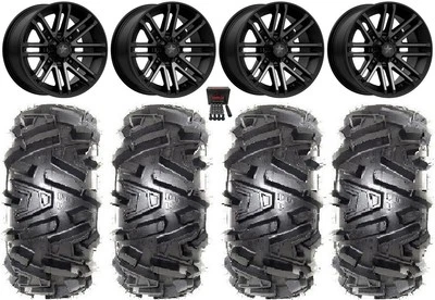 MSA Black Rogue 14" UTV Wheels 28" Moto MTC Tires Textron Wildcat XX - Image 1 of 4