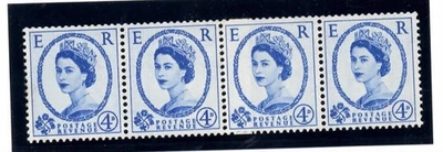 G.B. - SG. 546. :  1955 " 4d. Edwards Crown Watermark  "  COIL  JOIN  " . - Image 1 of 2