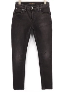 Nudie Skinny Lin Used Black Herren Jeans W29/L32 Zip Fly Organisch Baumwoll Neu - Bild 1 von 8