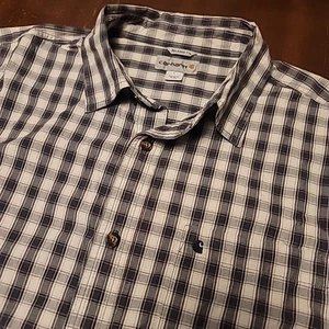 Carhartt Dean Winchester Men Relaxed Green Red Plaid Short Sleeve Shirt Size L  - Picture 1 of 6