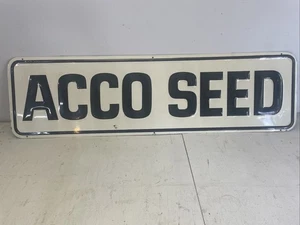 Insegna vintage in metallo Acco Seed anni 60 10" x 36" - Foto 1 di 10