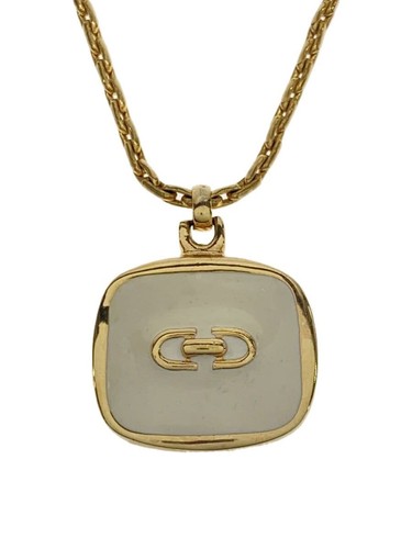 Collana Christian Dior con ciondolo a punta piatto quadrato laccato con top GLD donna