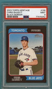 2023 Topps Heritage Chris Bassitt Black Border /50 #106 PSA 9! POP 1! Blue Jays! - Picture 1 of 2