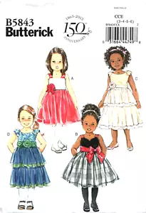 Butterick 5843~ Little Girls Dresses ~ Flouncy & Sweet ~ Sizes: 3-4-5-6 ~ UC-FF - Picture 1 of 4