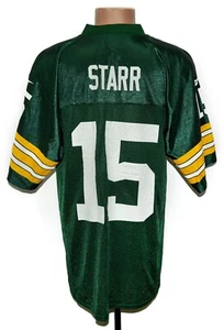 NFL GREEN BAY PACKERS AMERICAN FOOTBALL SHIRT #15 STARR REEBOK M - Picture 1 of 6