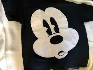 Disney Mickey Mouse Face*Black T-Shirt/Large White Imprint*Sz Medium(10-12 Kids) - Picture 1 of 3