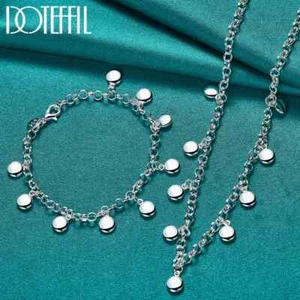 DOTEFFIL 2pz Bracciale Bracciale Fagioli Rotondi Argento Sterling 925 Collana Gioielli - Foto 1 di 6