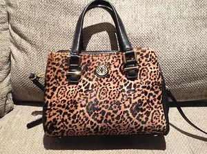 NEW Kate Landry Black LEOPARD Haircalf Handbag Purse Style F62KL5061 - Picture 1 of 7
