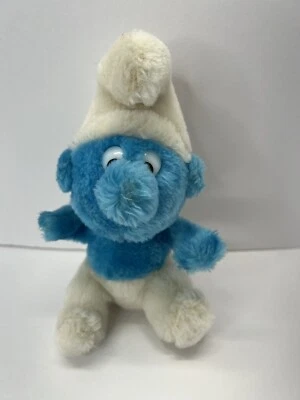 Vintage Smurf Bean Bag Plush 1980 Wallace Berrie  Stuffed Animal Toy  8 Inch - Image 1 of 4