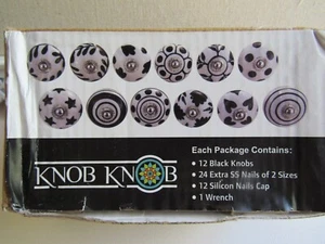 5 Black & White Drawer cabinet pull knobs handcrafted with hardware included - Picture 1 of 9