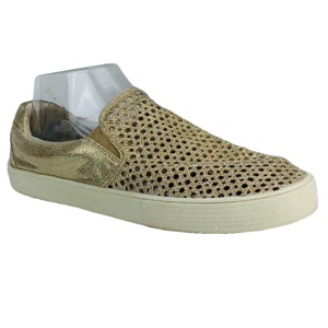 STUART WEITZMAN Double Marcia Gold Slip On Trainers - Picture 1 of 8