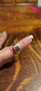 14K Gelbgold Schokolade runder Diamant Statement Ring 0,15 kt Neu 4,2 gr JS520MAS - Bild 1 von 9