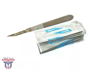 10 Sterile #11 Surgical Blades with FREE #3 Scalpel Knife Handle Medical Dental - Picture 1 of 4