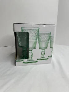 Godinger - Claro 9 oz Green Glass Goblets - Set Of 4 - New in Box! - Picture 1 of 6