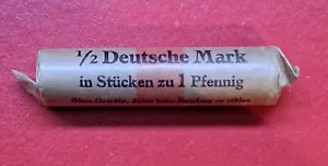 1 Pfennig Rolle 1949 F 50 Mz. handgerollt zirkuliert aus Umlauf in altem Papier - Bild 1 von 1