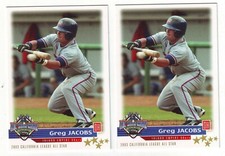 2003 Grandstand California-Carolina League All Stars Greg Jacobs 2 Card Lot