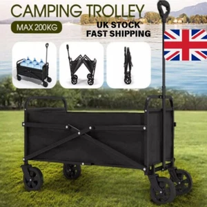 Foldable 200KG Wagon Cart Adjustable Handle for Garden, Camping & Outdoor Events - Picture 1 of 9