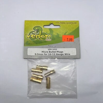 Micro Bullet Plug 3 Juegos 12awg 5.5/10 VEN 1633 Venom Racing RC Piezas NUEVO Foto 1 de 2