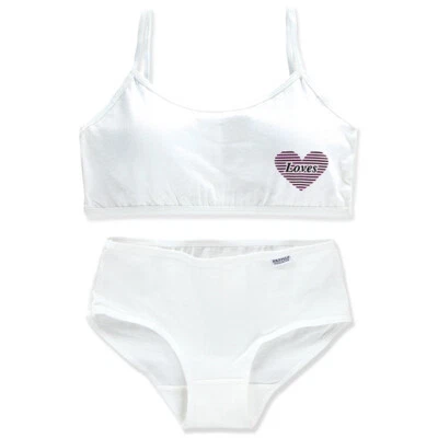 2 PACK Girls Sports Bra Puberty Underwear Teenager Briefs Cotton Training Bra - Image 1 of 4