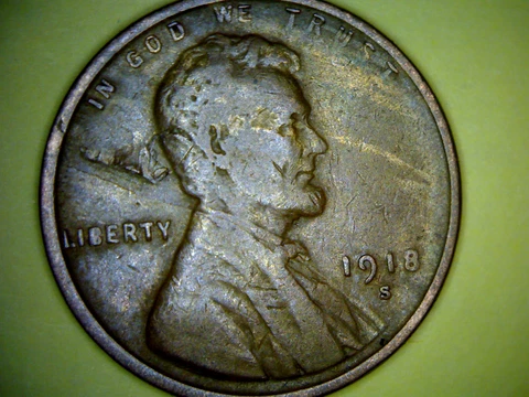 US Coins 1918 s  1c penny error lamination filled B leaf on the back error Cover