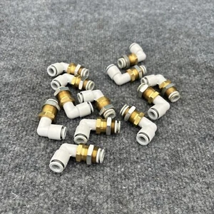 Lot of 12 - SMC KQ2LE08-00A Bulkhead Union Elbow 90 Deg 5/16' x 5/16" Tube Used - Picture 1 of 14
