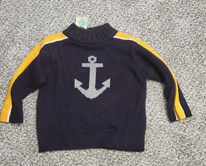 NUEVO CON ETIQUETAS Pullover Vintage GYMBOREE Navegación Suave 18-24 meses Amarillo Azul Marino SUÉTER ANCLA - Imagen 1 de 1