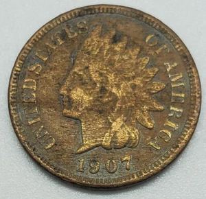 1907 Indian Head Cent Penny US Coin #237 - Picture 1 of 3