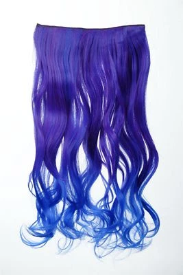 Extension Haarverlängerung Clip-In 5 Clip lockig zweifarbig Ombre Blau 50cm lang - Bild 1 von 3