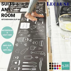 Lecluse Kitchen Non-Slip Mat Home Floor Carpet Rug Waterproof Anti-Oil PVC - Picture 1 of 18
