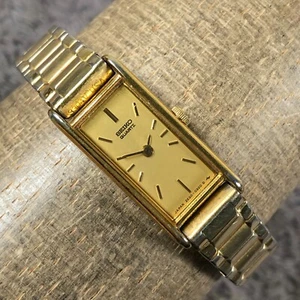 Vtg Seiko Women 2E20-5239 Gold Expansion Band Quartz Analog 12mm Watch 5 3/4" - Picture 1 of 12