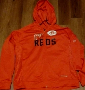 Mens Majestic Cincinnati Reds Therma Base Hooded MLB Baseball Zipped Jacket L - Picture 1 of 3