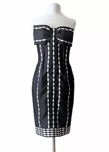 TRACY REESE Kleid trägerlos schwarz elfenbein Etui Schleife integrierter BH Gr. 8 - Bild 1 von 13