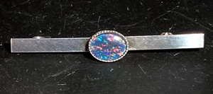 Opal Tie Pin Beautiful Bright Variety of Colours Genuine Earth Mined 9x7mm Opal - Picture 1 of 10