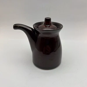 Crate & Barrel Small Covered Soy/Cream Pitcher Brown With Spout 3.5” By 2” - Picture 1 of 7