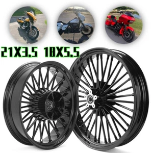 21X3.5 18X5.5 Fat Spoke Wheels for Harley Touring Road King Street Glide 09-24 - Bild 1 von 12