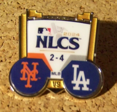 2024 Mets Dodgers NLCS pin w/ scores LA Los Angeles NY New York MLB FREE SHIP - Image 1 of 4