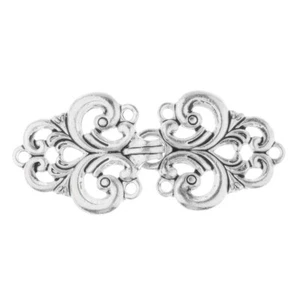 5Pair Filigree Swirl Flower Cape Cloak Clasp Fastener Hook Eye Cardigan Button - Picture 1 of 24