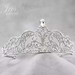 Corona diadema matrimonio strass cristallo austriaco principessa sposa sfilata 7335 - Foto 1 di 6