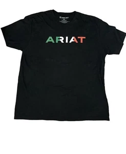 Ariat Boots Black Viva Mexico Graphic Spellout T-shirt Size Men’s Xlarge Used - Picture 1 of 6