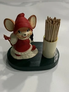 Vintage 1980er Urlaub Weihnachten Santa Maus Kunststoff Zahnstocher Halter - Bild 1 von 9