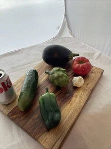 Faux Fake Food PROP Asst 6 Vegetables EggPlant Artichoke Cucumber Tomato Peppe - Picture 1 of 16